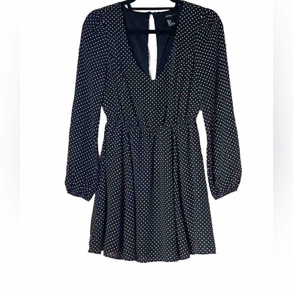 Forever 21 Black Polka Dot Midi Dress